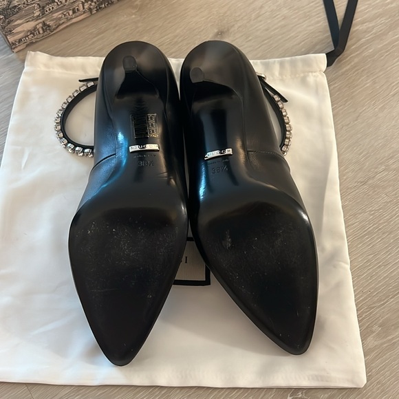 GUCCI Black Heels with Rhinestone Ankle Strap - Picture 6 of 7